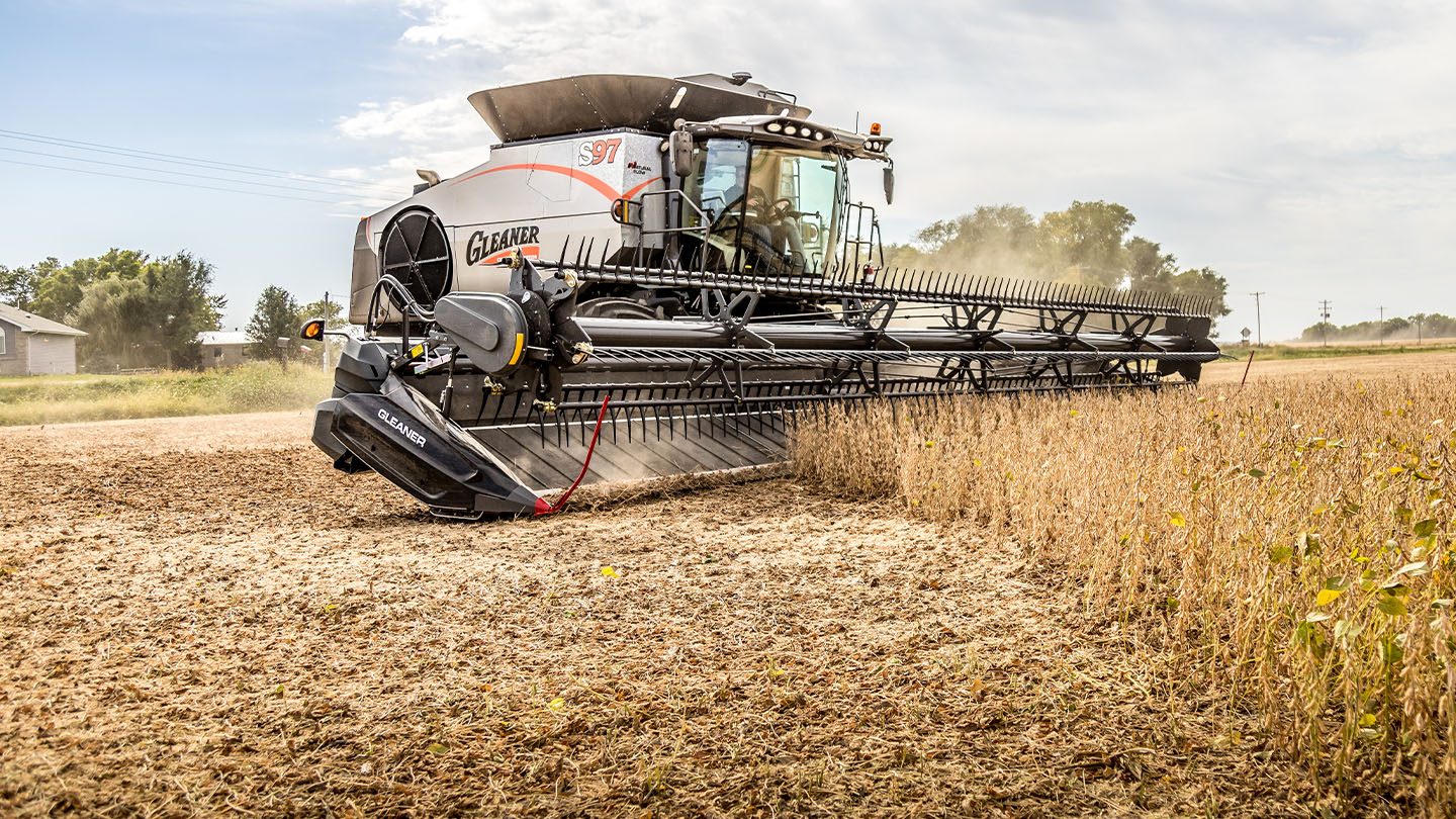 Gleaner Combine in a field half combined